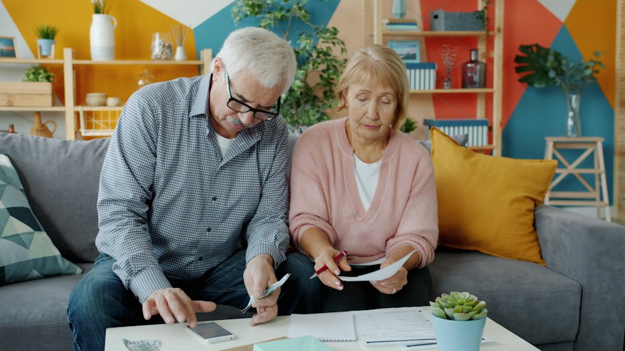 Older couple talking through their options at home